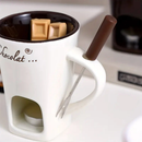 Mini Caneca Fondue Porcelana com 1 Garfo